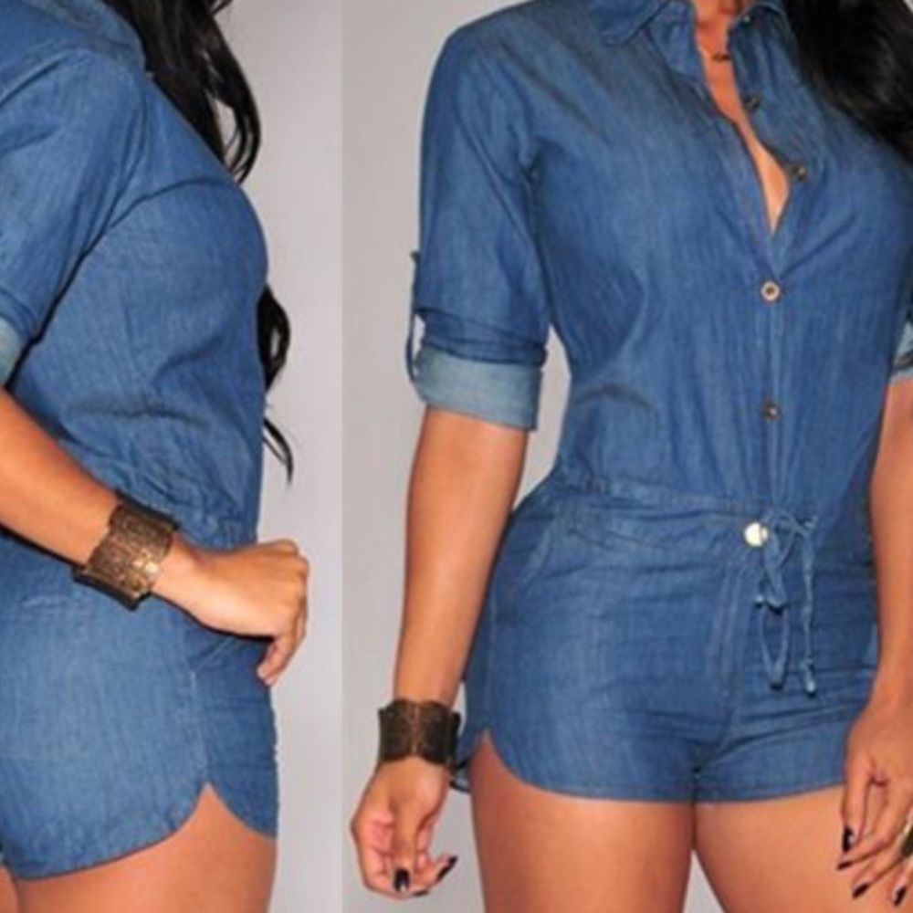 L Jean shorts romper